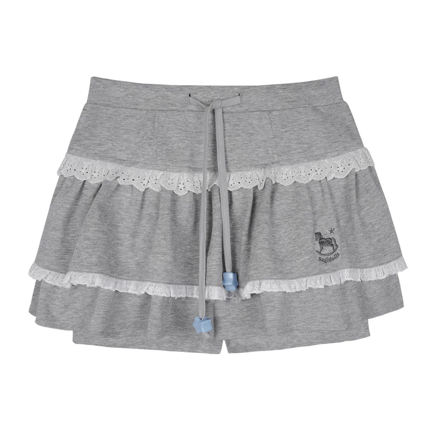 Grauer Rock mit Pferde-Stickerei