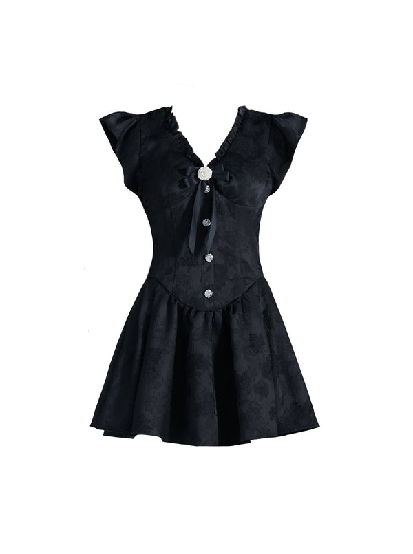 フラワーフライング スリーブローズドレス