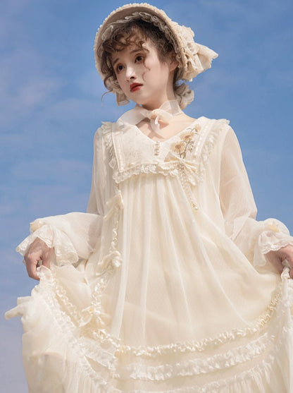 Sweet Sunflower Pure White Lolita Dress