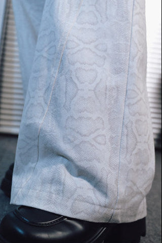 Snake Pattern Vintage Wide-Leg Pants (with Chain)