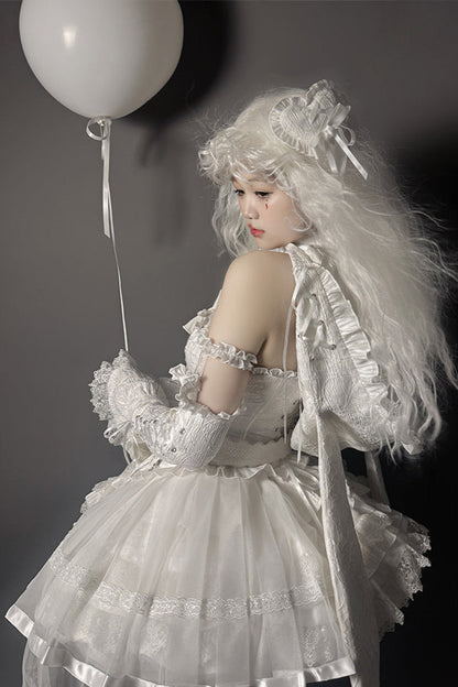 Cat Ear Hat + Dark Punk Halter Ribbon Bustier Dress Setup