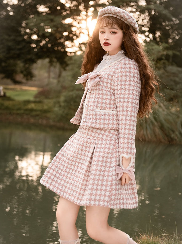 Sweet Chidori pattern jacket + short skirt + long skirt