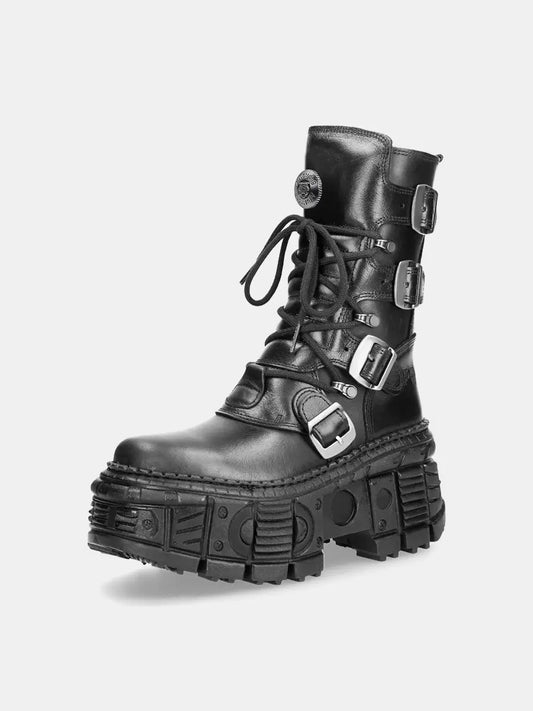 Dark Punk Metal Street Style Power Sole Half Boots