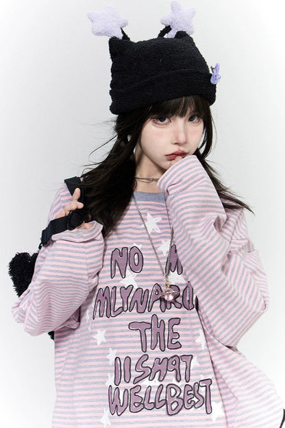 Y2KポップスターレタープリントロンT