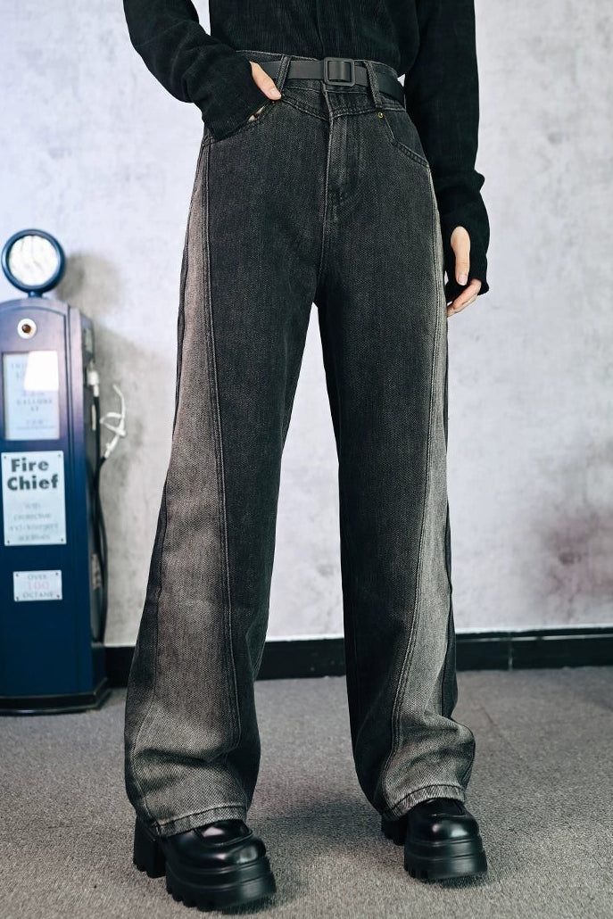 モードオッシュラインデザインデニムパンツ