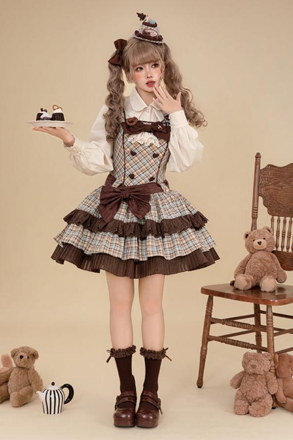 [September 16 Reservation Deadline] Afternoon Tea Sweet Chocolate Check Dress Suit