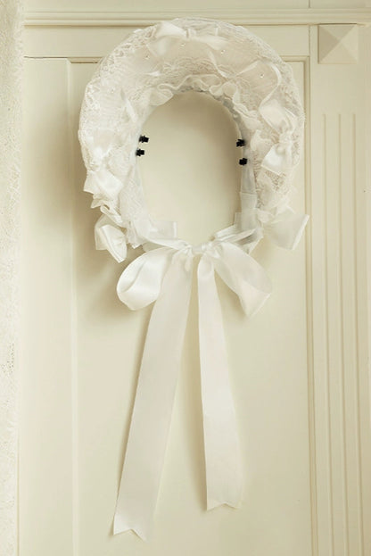 [Reserved Item] Pure White Multi-Wear Lolita Dress + Petticoat + Tail + Bonnet + Necklace + Ribbon