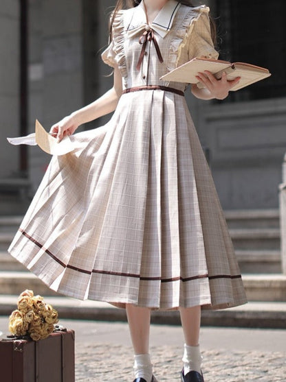 [Reservations] Frilled Check Retro Dress