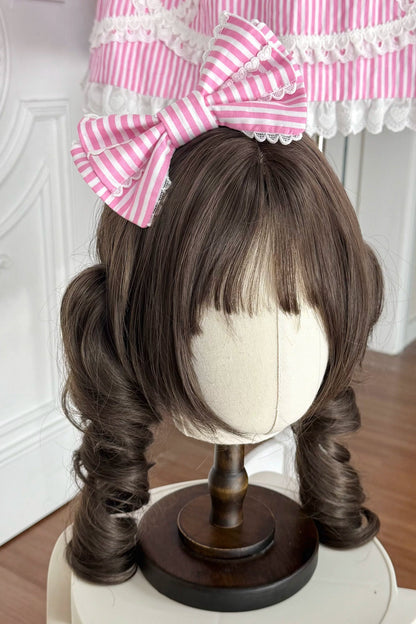[Vorbestellung] Retro-Puppenartiges Lolita-Kleid + Haarband + Clip + Haube + Hut