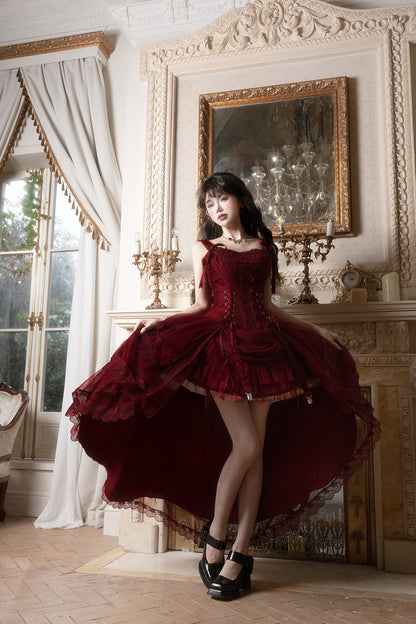 【2月27日予約締切】アンティークランプシャドウシャンパンゴールドストラップリボンビスチェドレスセットアップ