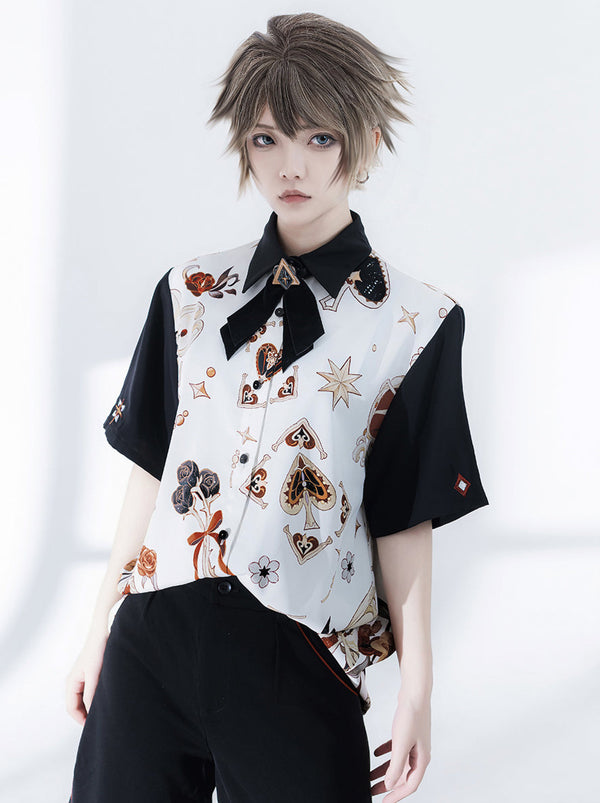 フラワードランクレトロプリントシャツ＋エンブロイダリーショートパンツ【予約商品】
