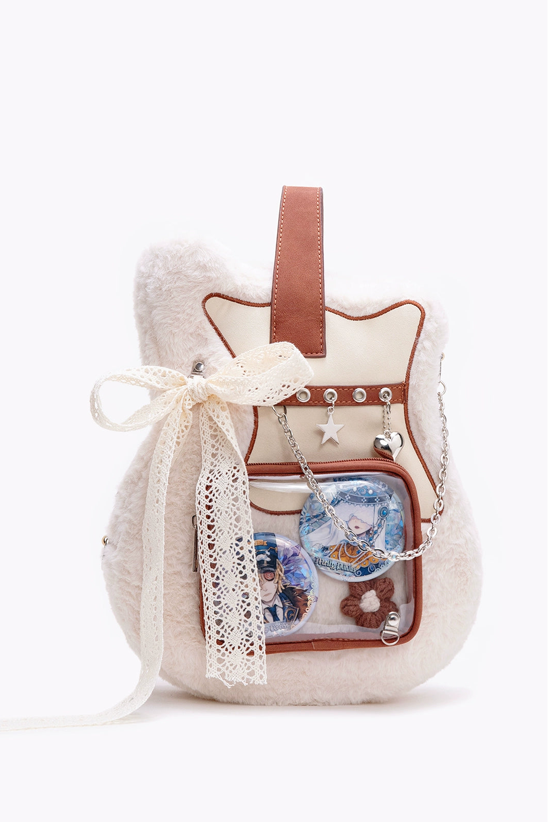HIATUS original plush guitar pain bag creative contrast sweet cool chain shoulder crossbody backpack sweet love bag
