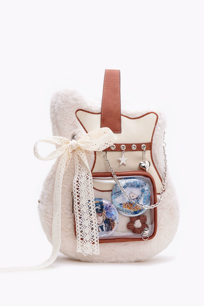 HIATUS original plush guitar pain bag creative contrast sweet cool chain shoulder crossbody backpack sweet love bag