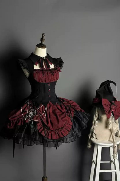 [Vorbestellschluss 8. Mai] Schmales ärmelloses Halloween-Gothic-Kleid im Zaubertrank-Stil