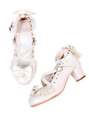 Lolita Original Elegant Lace Mid Heel Shoes