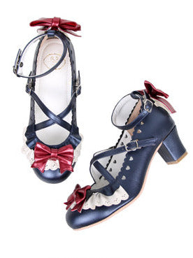 Lolita Original Elegant Lace Mid Heel Shoes