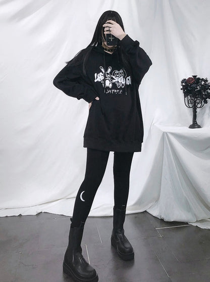 Rabbit Punk Black Hoodie