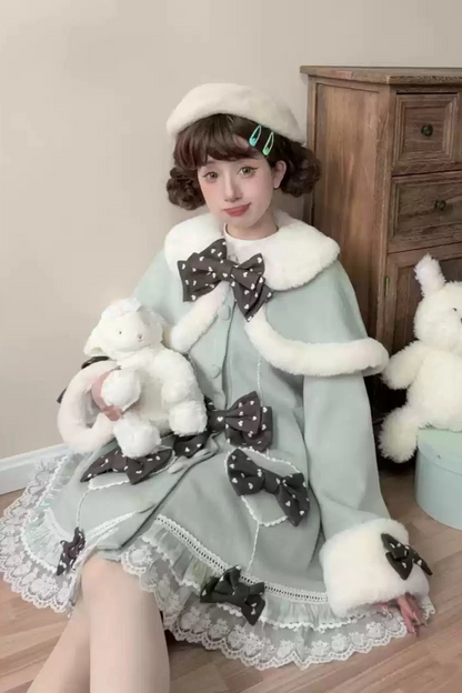 【予約商品】スイートアンドキュートファーケープリボンコート