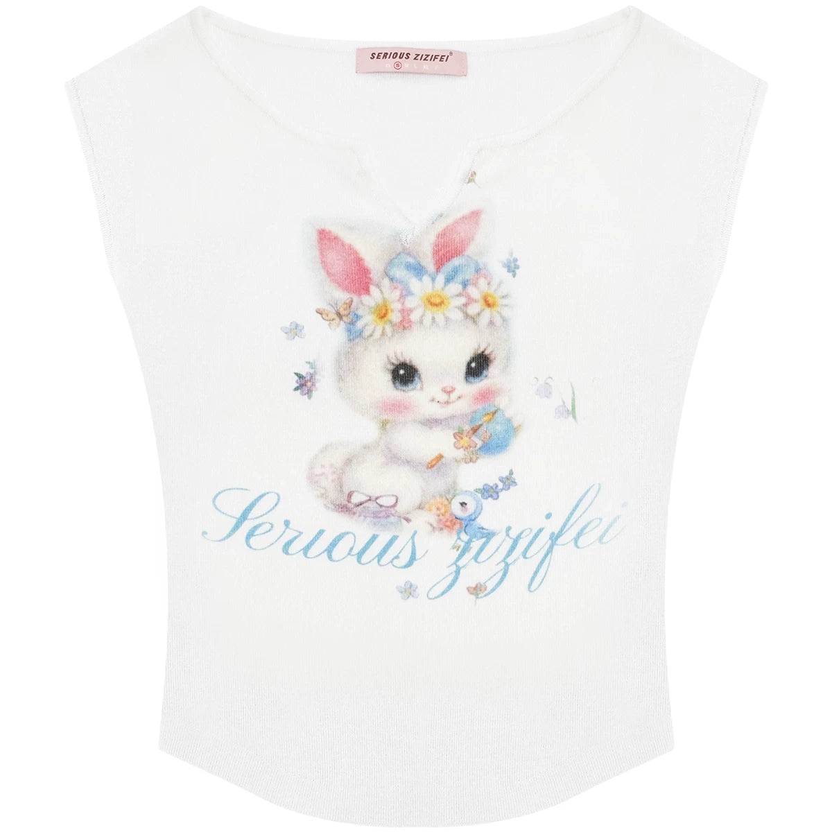 White Rabbit Print Slimming Top