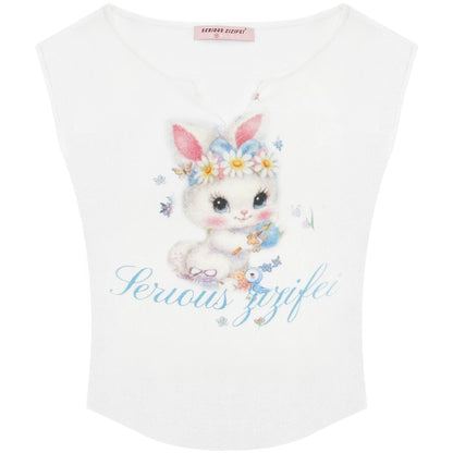 White Rabbit Print Slimming Top