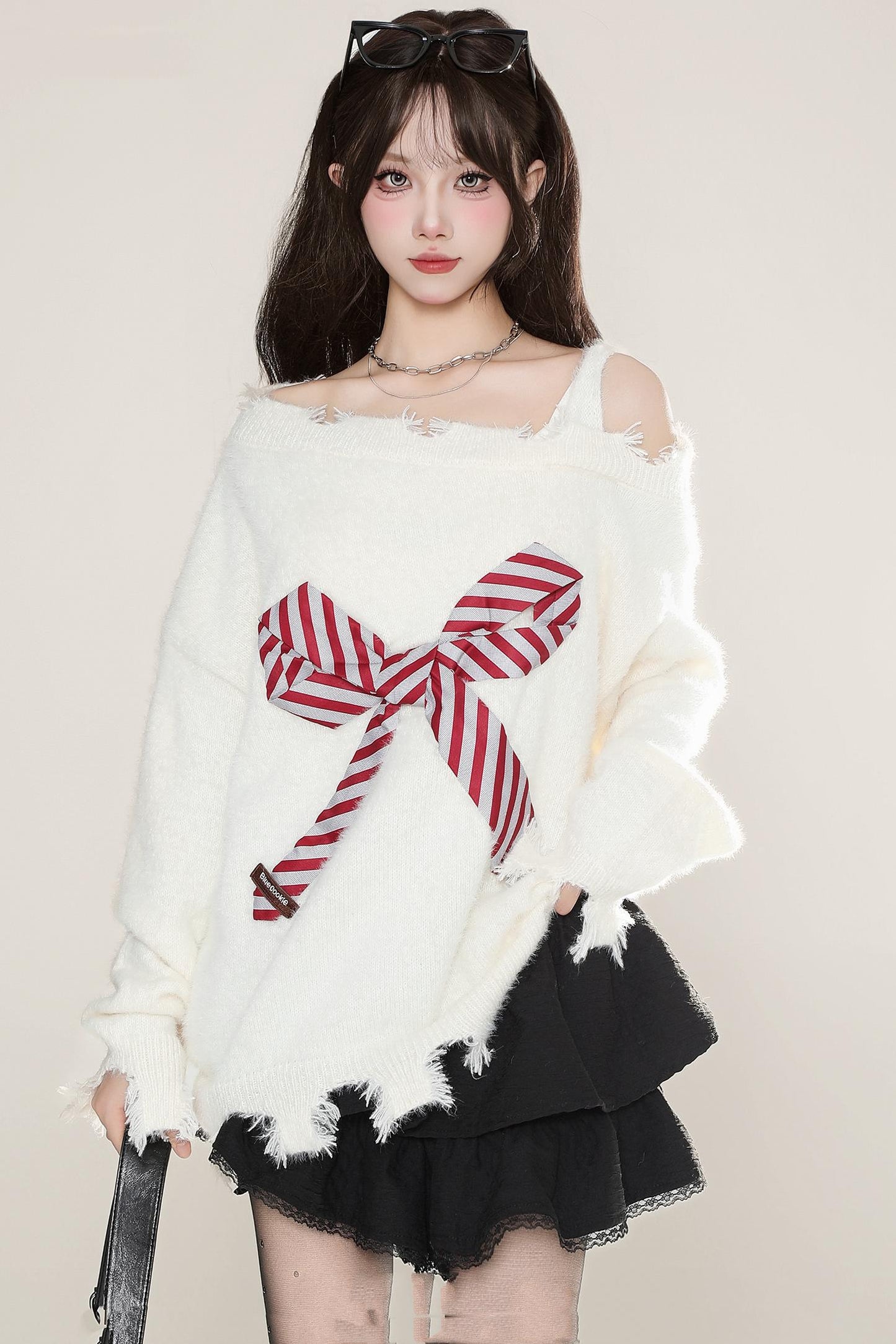 Holiday Mohair Bow Detail Sweater