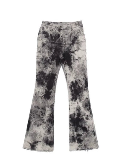 Tie-dye washed micro flared pants + accessory bag