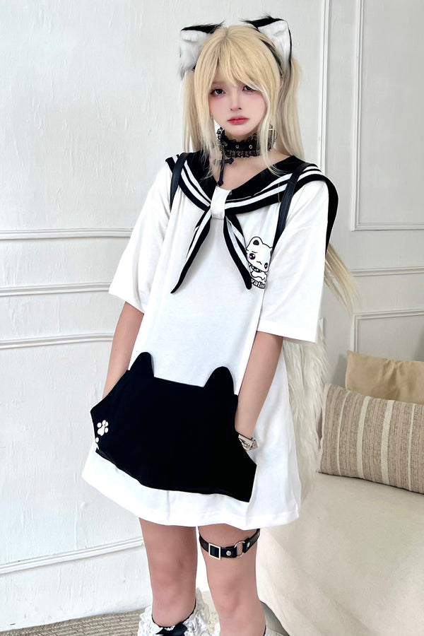 Sailor Collar Loose Dark Kawaii Top