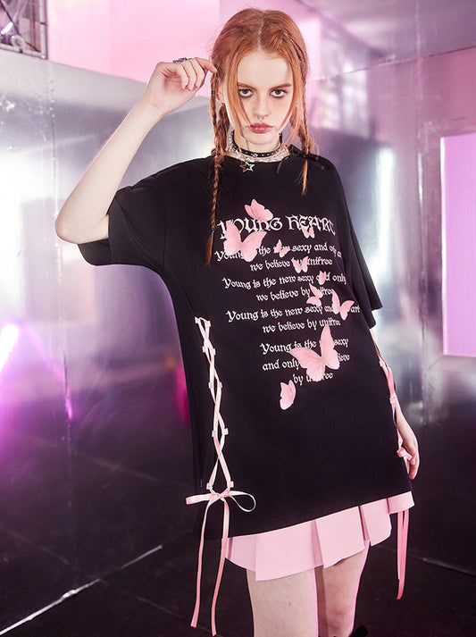 BLACKPINK LACEUP BUTTERFLY LOOSE T-SHIRT 