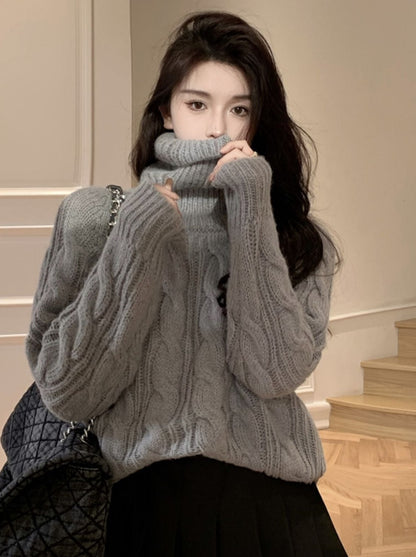 Sweet High Neck Cable Knit