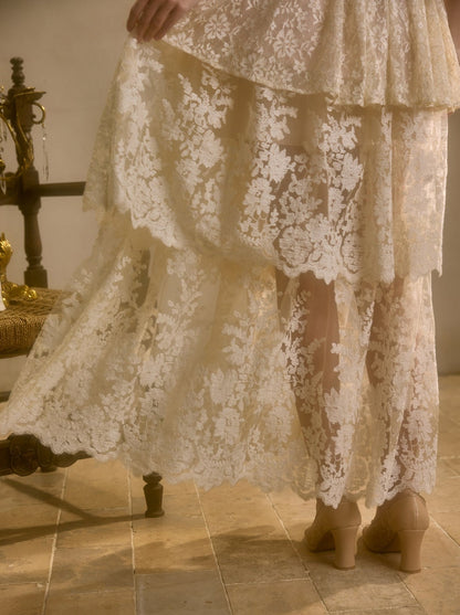 Sweet Waltz Lace Camisole + Long Skirt + Peplum Belt