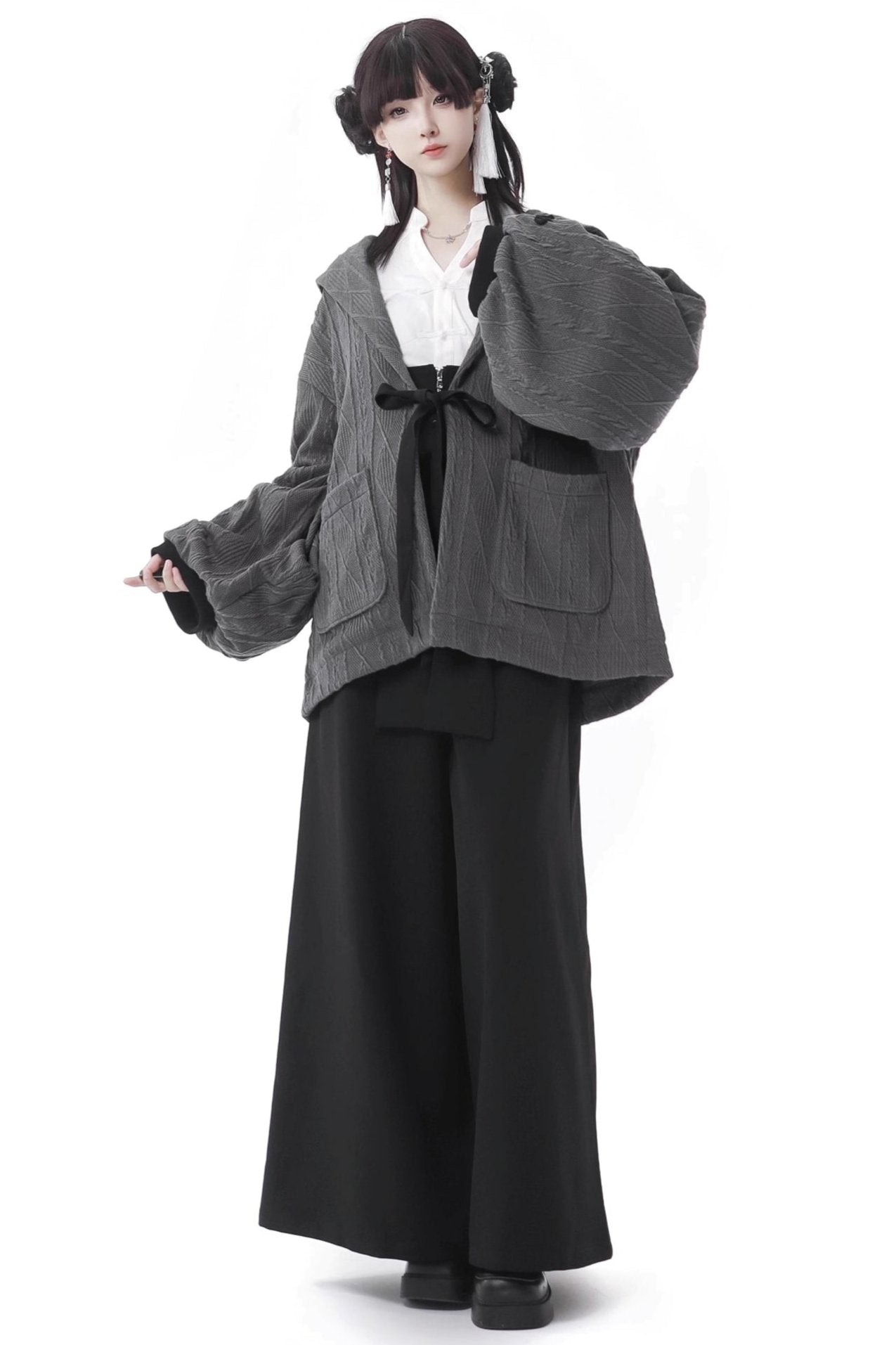 Chinese shirt Wide Leg Pants Set