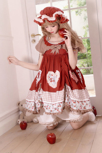 Retro Doll Cherry Check Lolita Dress