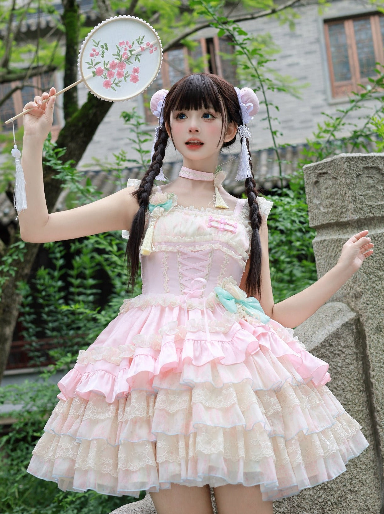 Flower Frilled Chinese Lolita Dress