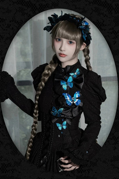 [Vorbestellschluss: 10. Monat, 14. Tag] Schwarz/Weiß Gothic-Lolita-Schmetterlingsschleifen-Serie Accessoires(Haube/Spitzen-Kopfschmuck KC/KC/4 Arten von Fotorahmen/Fotorahmen-Set)