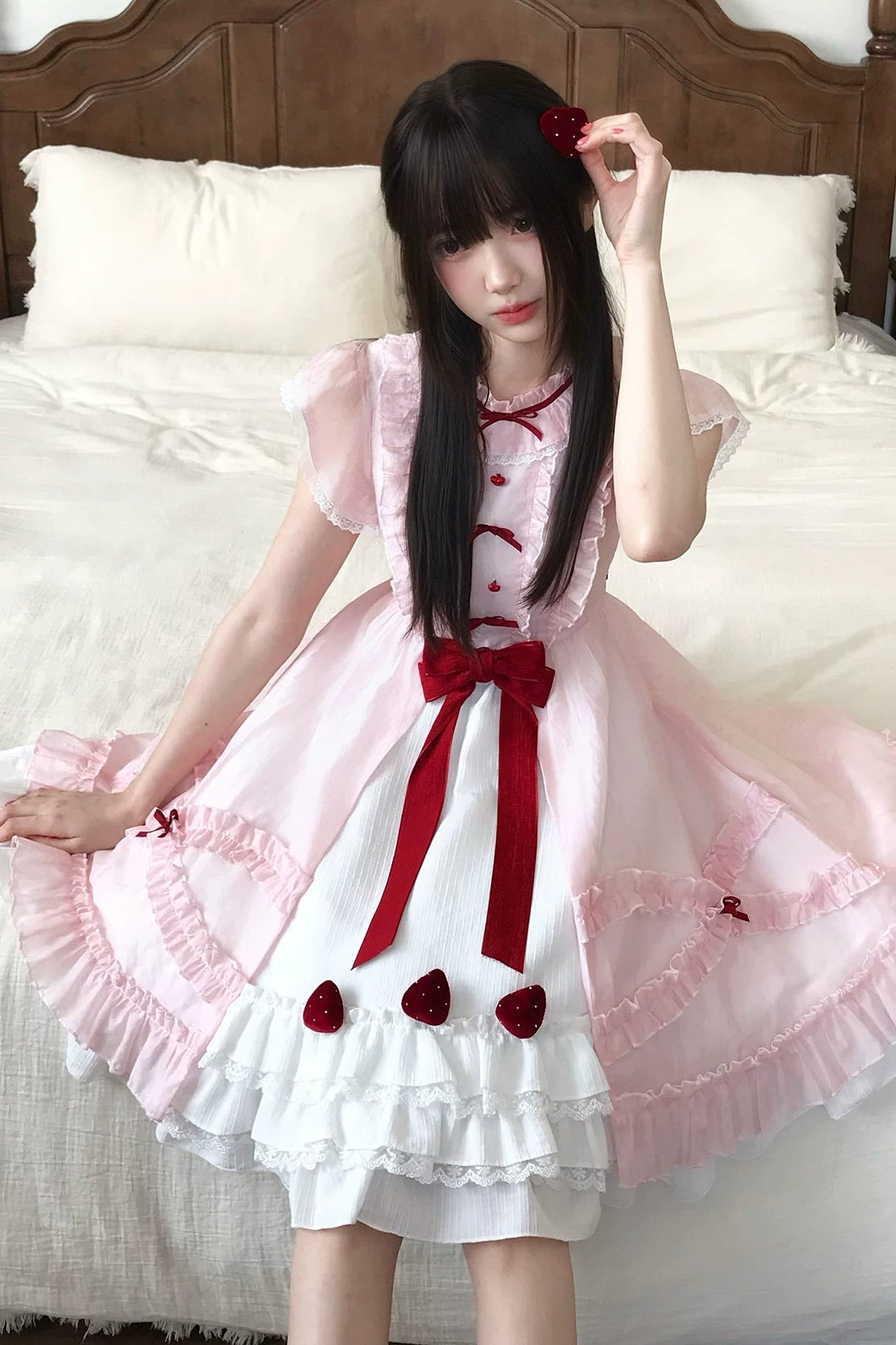 Robe rose ange fraise