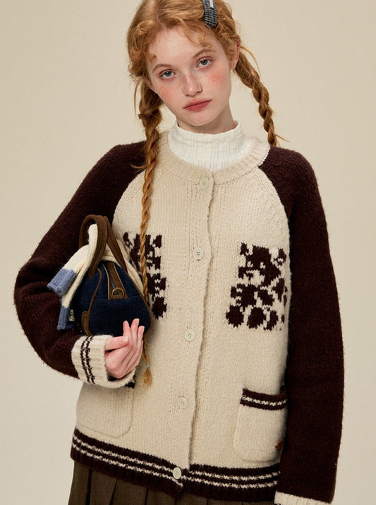 レトロモノグラムショートニットカーディガン