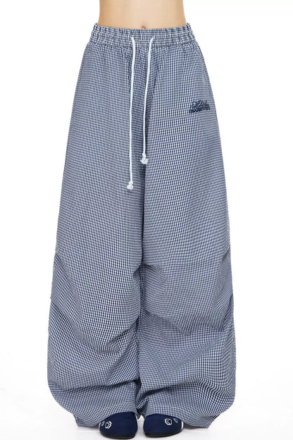 Retro Little Check Wide Leg Pants