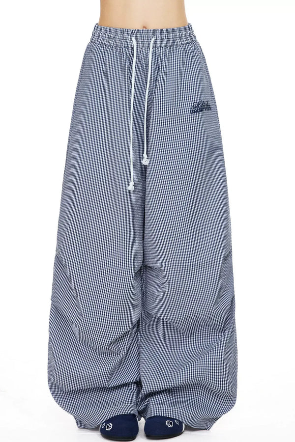 Retro Little Check Wide Leg Pants