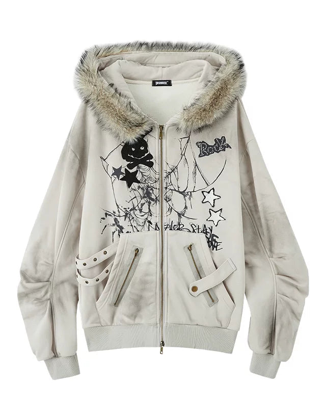 ラビットイヤーフードジップパーカー