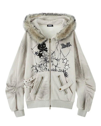 ラビットイヤーフードジップパーカー