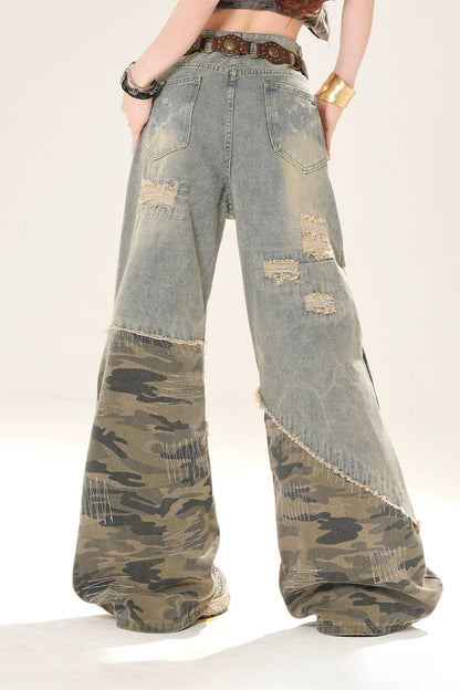 Distressed Loose Wide Leg Jeans