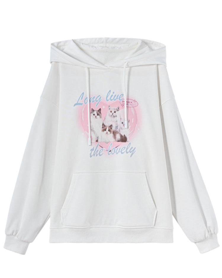 Cat Sweet Loose Hooded Hoodie