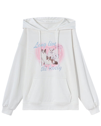 Cat Sweet Loose Hooded Hoodie