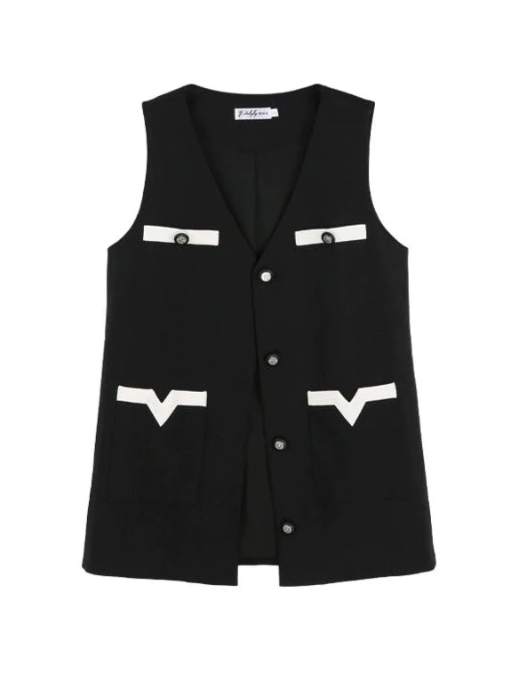 French Style Chic Blouse + Vest + Flared Skirt