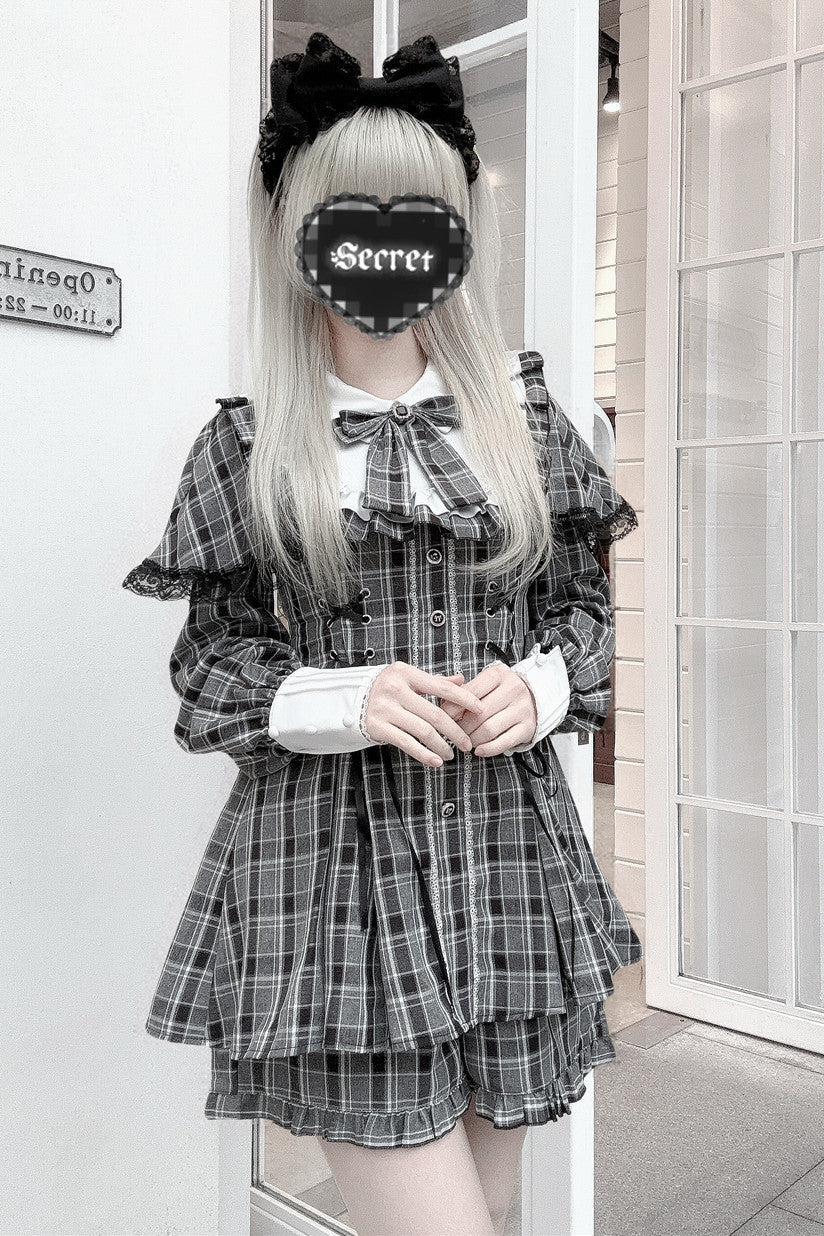 【1月20日予約締切】リボンフリルカラーケープレースアップドレスセットアップ