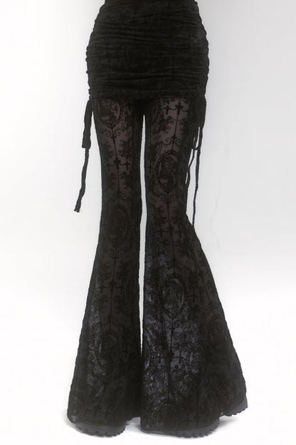 Lace Design Mode Flare Pants