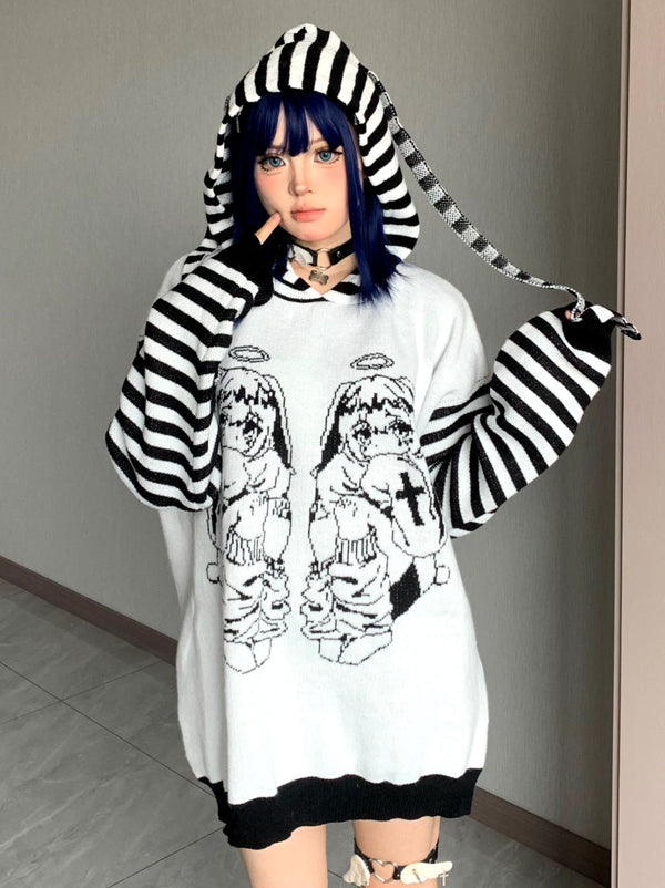 【👼Angel area👼] Angel illustration knit hoodie