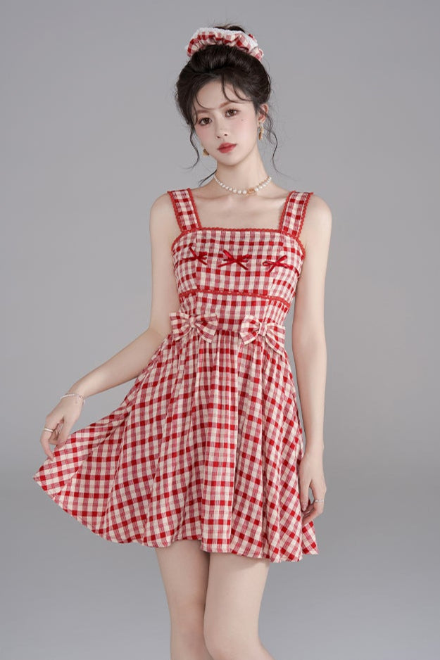 Sleeveless Checkered Summer Dress
