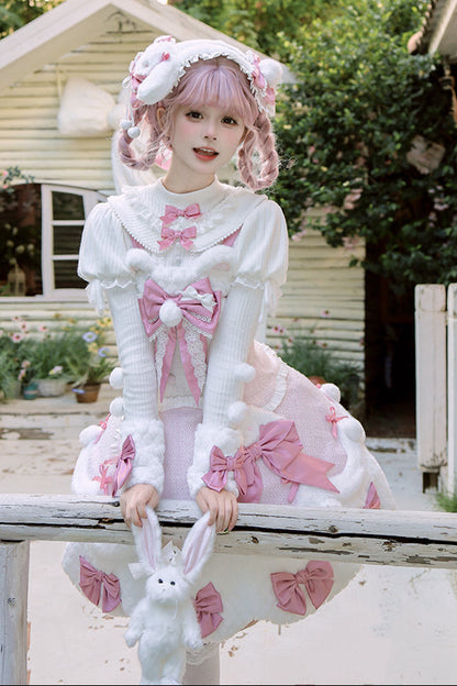 [Deadline for reservations: December 8] Frosted Sugar Rabbit Fur Ribbon Strap Dress