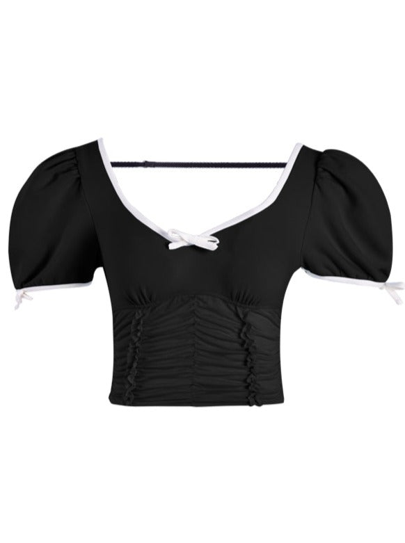 Pleated square collar top